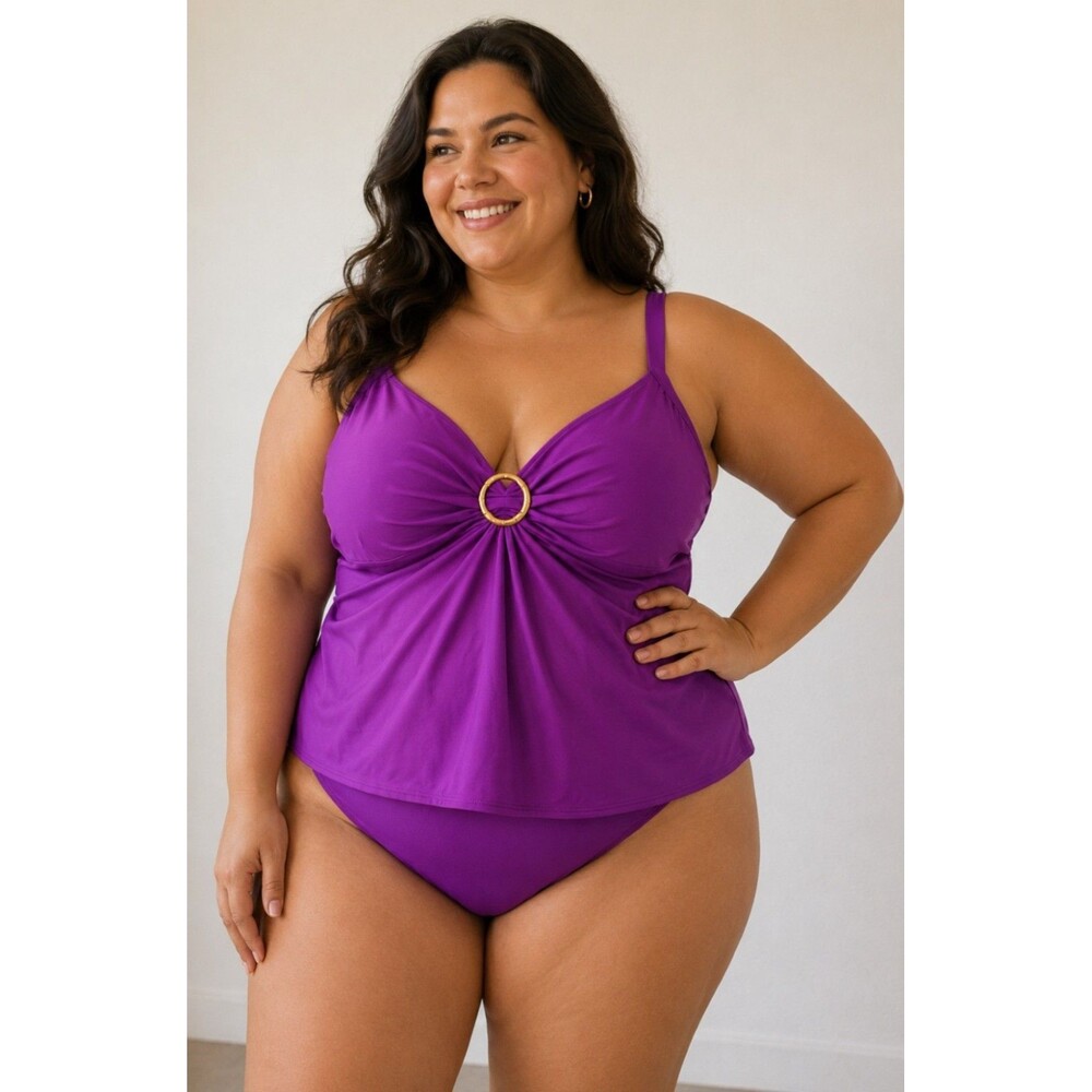 COCO REEF PLUS SIZED Dark Magenta 2-Piece Bathing Suit Sz 22/44C/2X NEW W/ TAGS - Picture 1 of 16